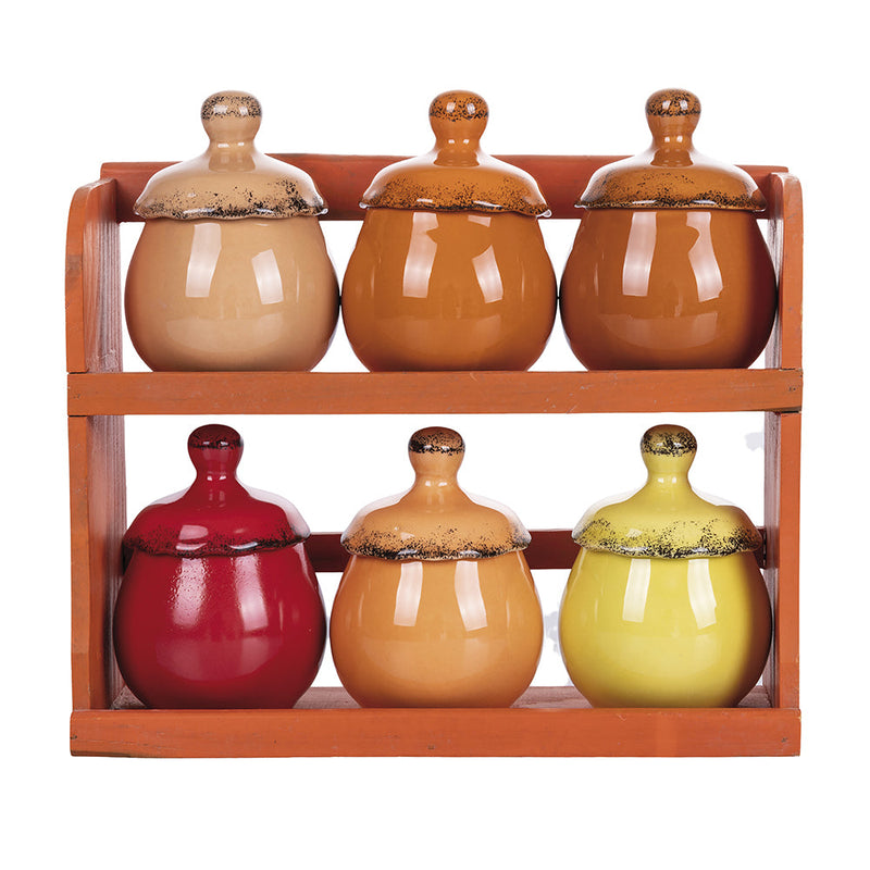 Set 6 Barattolini con Stand Ø7,5x11 cm 90 ml in Ceramica VdE Tivoli 1996 Shades 