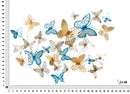Pannello da Muro Farfalle Oro e Celeste 132x3,5x95,5 cm in Ferro 