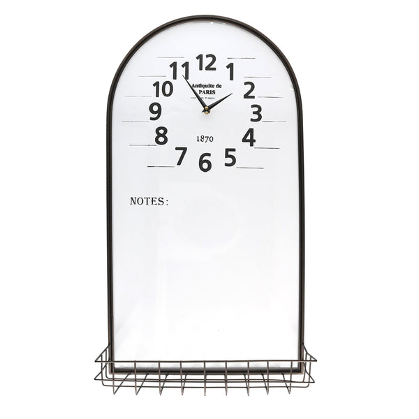 sconto Horloge en métal avec étagère et tableau noir 38x71x2/14 cm