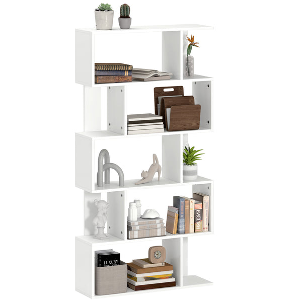 prezzo Libreria Asimmetrica a S a 5 Livelli 80x24x159 cm in Legno Bianco