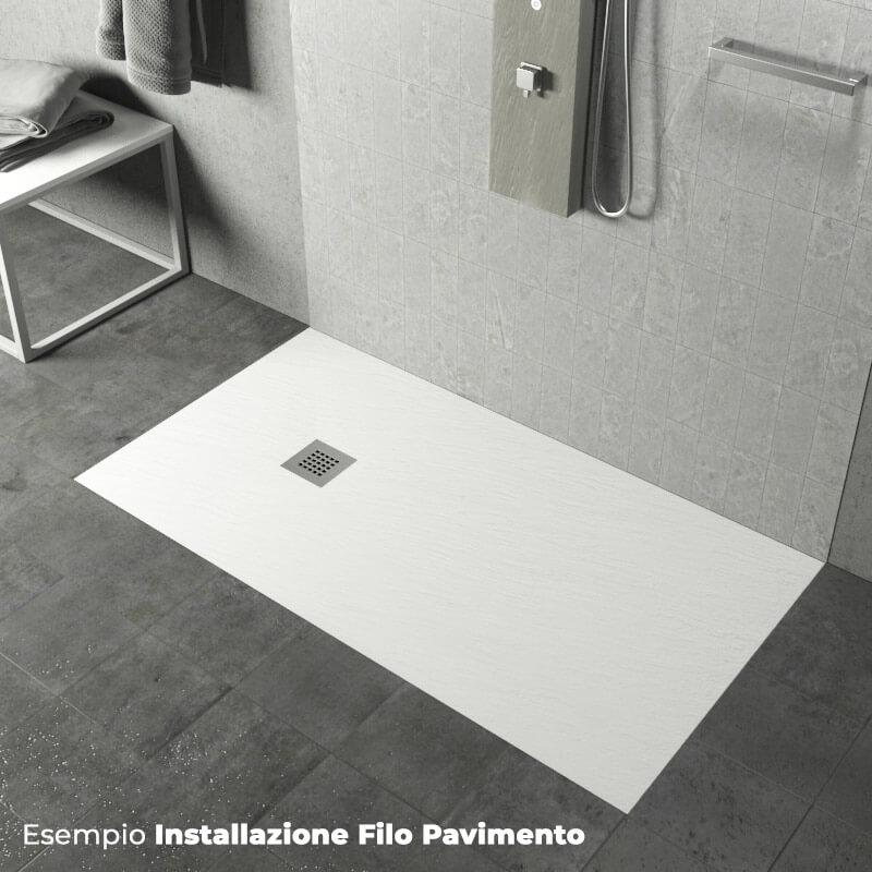 Piatto Doccia in Pietra  Pedrinelli Ardesia Stone Side Bianco Varie Misure