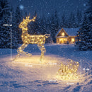 Renna Natalizia Luminosa con Slitta 82x32x120 cm con 175 LED Bianco Caldo 8 Modalità Timer e IP44 in Metallo e Rattan PP Marrone      
