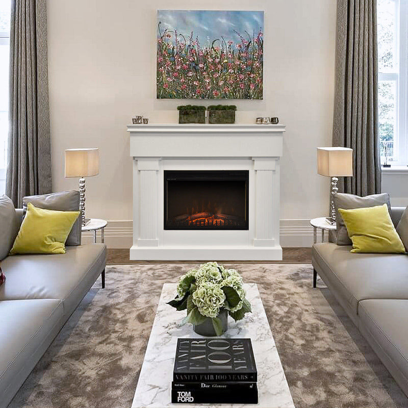 Camino Elettrico da Pavimento Effetto Fiamma 1800W Taylor Bianco