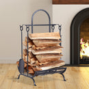 Portalegna Legnaia in Ferro 45x40x78 cm Max 100Kg con Attrezzi  Nero