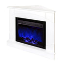 Camino Elettrico da Pavimento ad Angolo 85x106x53 cm Effetto Fiamma 1500W Madeira & lorance Bianco