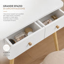 Toeletta Trucco 80x40x122 cm Postazione Make Up con Specchio Rotondo Bianca      