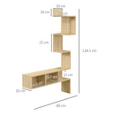 Mensola da Parete 80x20x128,5 cm Ripiani Aperti in MDF Rovere