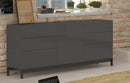 Credenza con piedi 1 Anta + 6 Cassetti 170x40x73 cm Metis Antracite Lucido