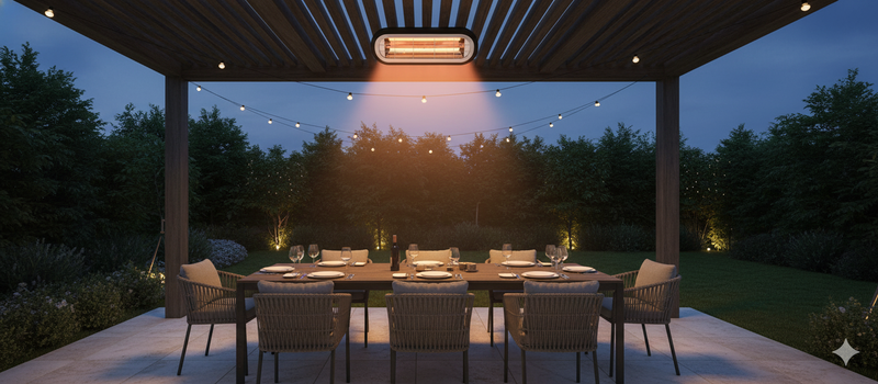 Stufa Elettrica ad infrarossi da Soffitto e da Parete 46x19x7,5 cm in Fibra di Carbonio  Altare Nero