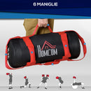 Sacca Bulgara 15 Kg Ø22x55 cm per Allenamento Fitness Nero e Rosso