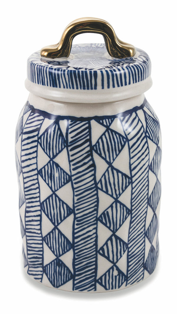 acquista Pot Ø11x20 cm en Gres VdE Tivoli 1996 Masai Bleu et Blanc