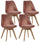 Lot de 4 Chaises 48,5x47x81,5 cm en Velours Rose