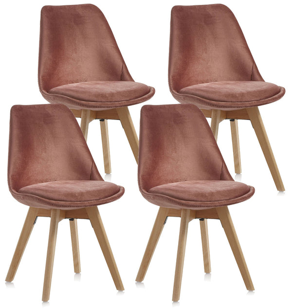 sconto Lot de 4 Chaises 48,5x47x81,5 cm en Velours Rose