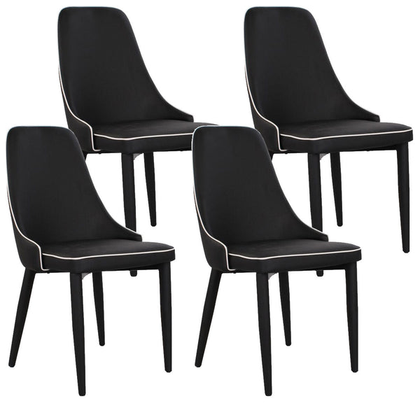 sconto Lot de 4 Chaises 47x45x46 cm en Simili Cuir Noir