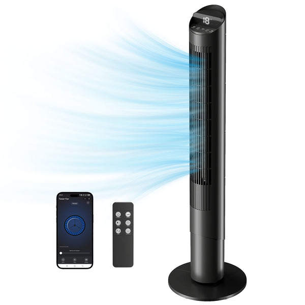 online Ventilatore Piantana a Torre Ø31,5x116 cm con WiFi e App di Controllo in ABS e Rame Nero