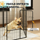 Recinto per Cani a 6 Pannelli Modulabili da 80x1,5x80A cm con Porta di Ingresso in Acciaio Nero    