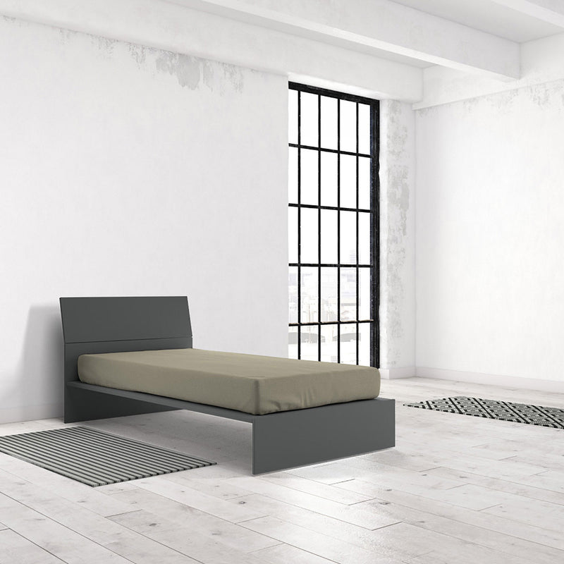 Lenzuolo Sotto con Angoli ed Elastico Tinta Unita Tortora