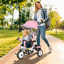 Triciclo Passeggino per Bambini con Maniglione 95x50x106 cm con Cintura di Sicurezza Rosa  
