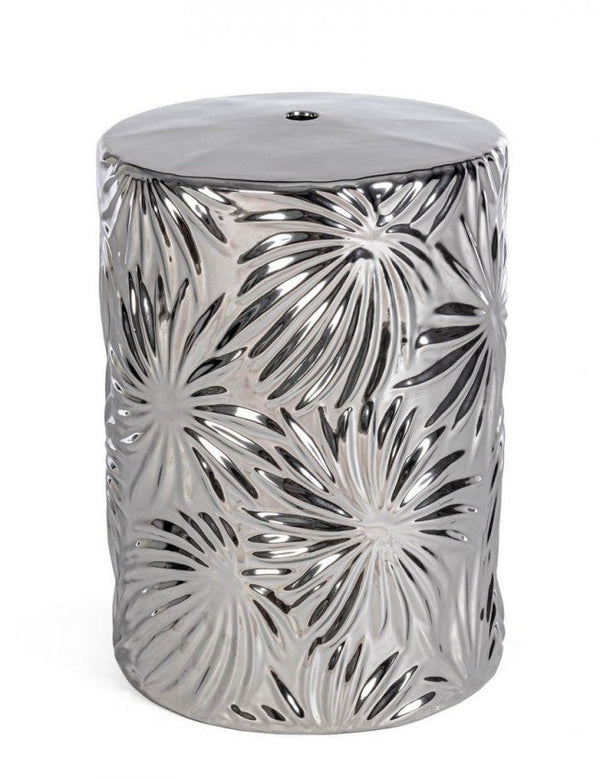 online Tabouret en céramique argenté Sfinge Leaf