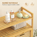 Mobile Bagno a Doghe con Cesti Portabiancheria 82x33x88 cm Capienza 41L in Bambù e Poliestere Crema  