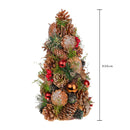 Set 2 Coni Decorativi con Sfere e Bacche H30 cm Rosso