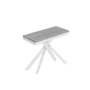 Consolle Allungabile 90-196x40x77 cm Saki Small Evolution Cemento Gambe Bianche 