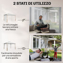 Gazebo da Giardino 360x300x275 cm Tetto Doppio in Metallo e Poliestere UPF50+ con Rete Crema      