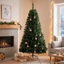 Albero di Natale Artificiale 98x98x180 cm con 888 Rami Ignifughi e Base Pieghevole in Metallo Verde      