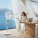 Ventilatore da Terra 45x42x138 cm con Telecomando 3 Velocità e 2 Modalità in ABS PP Acciaio Bianco      