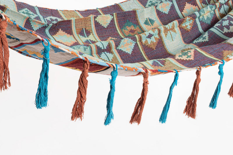 Amaca da Giardino 200x96 cm in Poli-Cotone Santander Azzurro-Beige