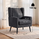 Poltrona Camera da Letto 72x72x95 cm Stile Moderno di Metà Secolo con Gambe in Legno di Caucciù in Ciniglia Grigio Scuro      