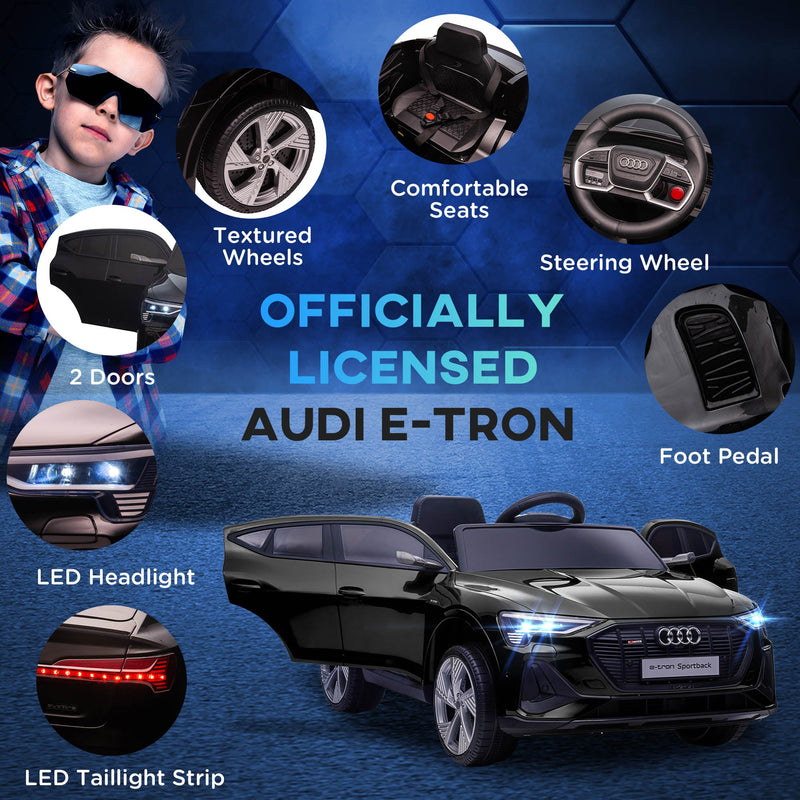 Macchina Elettrica per Bambini 12V con Licenza Audi E-Tron Sportback Nera
