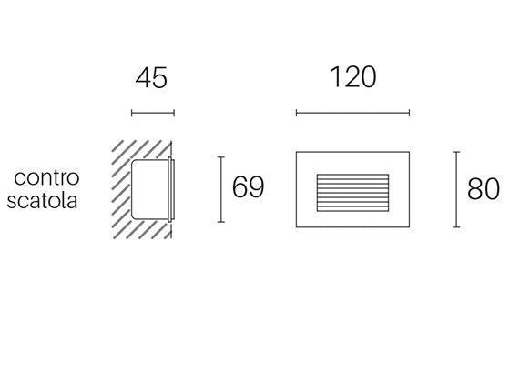 Lampada Segna Passo Rettangolare da Incasso a Parete a LED 3W 4000K Sovil Grigio