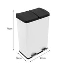 Pattumiera a 2 Scomparti a Pedale 47x36x71 cm 60L in Acciaio Bianco