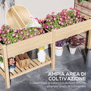 Fioriera Rialzata 207x59x78 cm con Tavolino Laterale e Ripiano Inferiore in Legno di Abete   