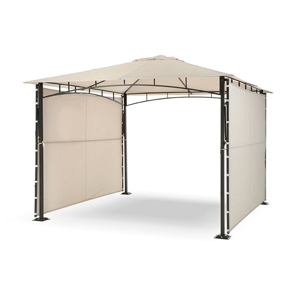 Tonnelle de Jardin 3x3m Toile Polyuréthane 2 Auvents avec Fermeture Gaz et Ventilation Taddei Razzaq Duo Beige sconto