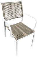 Sedia da Giardino 61x56x86 cm in Acciaio e Rattan Sintetico Bianco e Beige