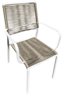 Sedia da Giardino 61x56x86 cm in Acciaio e Rattan Sintetico Bianco e Beige
