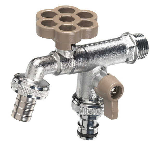 acquista Robinet à bille double pour fontaine de jardin avec fleur et levier coloré Belfer RUB/030 Gris tourterelle