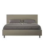 Letto Matrimoniale Giroletto con Alzata Comoda Imbottito in Similpelle Adele Cappuccino Varie Misure
