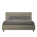 Letto Matrimoniale Giroletto con Alzata Comoda Imbottito in Similpelle Adele Cappuccino Varie Misure