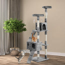 Albero Tiragraffi per Gatti con Due Cucce in Peluche e Sisal Grigio 50x50x170 cm 