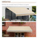 Tenda da Sole Avvolgibile 3.65x2.5m in Poliestere e Alluminio Beige 