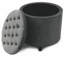 Pouf Poggiapiedi Contenitore Ø55x55 cm in Velluto Soriani Grigio Scuro