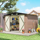 Capanno Box da Giardino 305x245x194 cm con 4 Prese d'Aria e Porte Doppie con Serratura in Metallo Marrone      