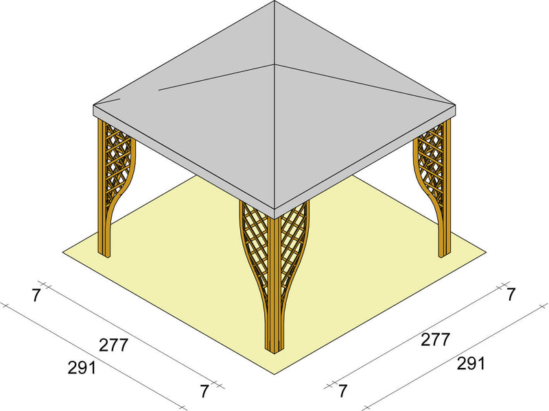 Gazebo da Giardino in Legno 3x3m con Copertura in PVC Taini Calice Pocket Bianco