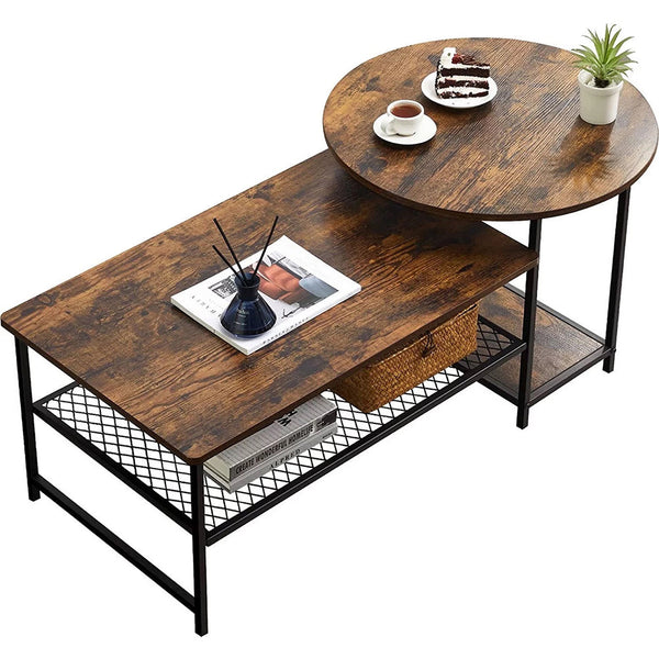 Tavolino 2 in 1 Divisibile Design Industrial 4 Ripiani Tavolo Divano Basso Caffè prezzo