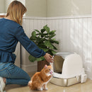 Lettiera per Gatto Chiusa XL con Coperchio Sollevabile Paletta Pacchetto Deodorante in Acciaio Inox Bianco      