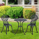 Set 3 Pezzi da Giardino con 2 Sedie da Esterno e Tavolo Rotondo in Alluminio Nero      
