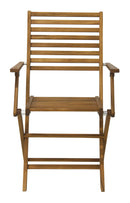 Set 2 Sedie da Giardino Pieghevoli 56x53x92 cm con Braccioli in Legno Naturale